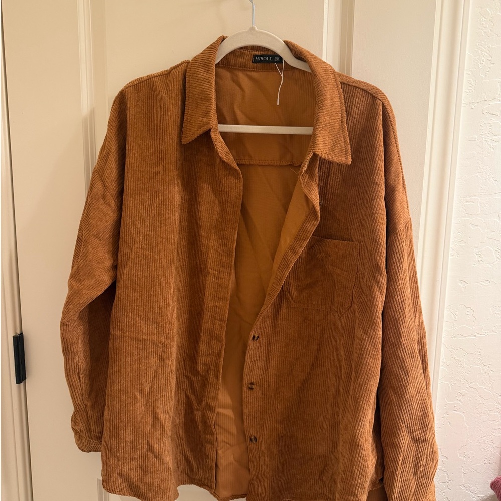 Corduroy Shacket in Rust Brown